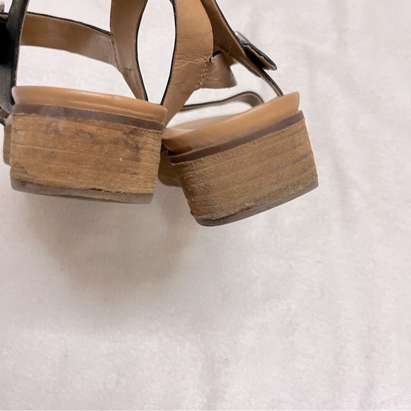 Steve Madden Boho Aida Sandal in Black Leather Wooden Flatform Platform Sandals - Picture 7 of 12